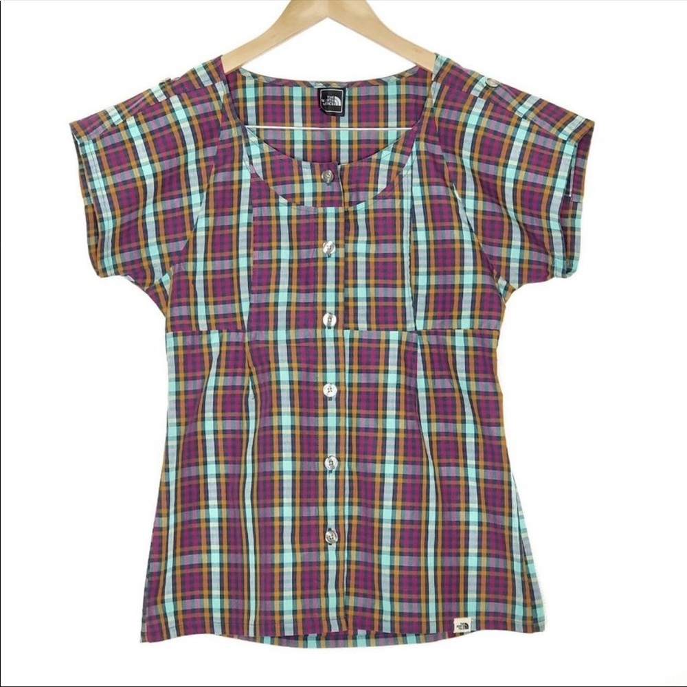 THE NORTH FACE plaid checked top size L